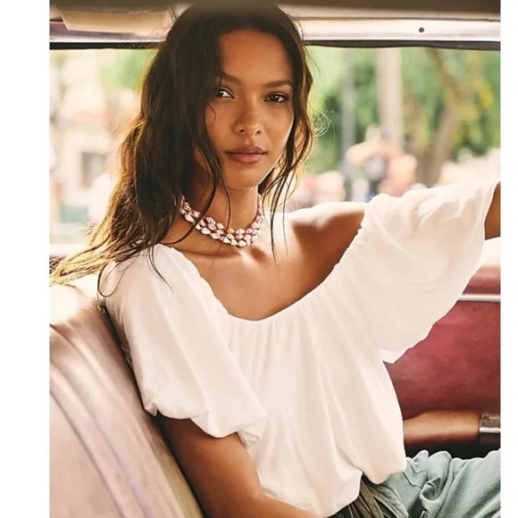 Free People Crop Top Tee Womens Medium FP We The Free Sunnie Off The Shoulder - Picture 12 of 15